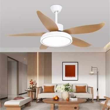 Imagem de Nórdico Moderno LED Ventilador Luz Moda Luxo Sala De Estar Restaurante Quarto Estudo Hotel Villa Ventilador De Teto Luz Remota Ventilador Elétrico (Estilo 13)
