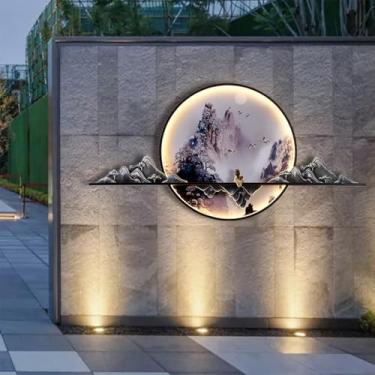 Imagem de Contemporâneo Ao Ar Livre Lâmpadas De Parede À Prova D 'Água Paisagem Chinesa Mural Criativo Elétrico Varanda Corredor Pátio Vila Jardim Comunidade LED Decoração Lâmpada De Parede (F L120CM elétrica)