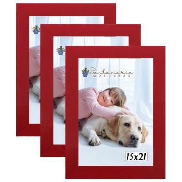 Imagem de Kit 3 Molduras Porta Retrato 15X21 Vermelho - Santamaria Molduras