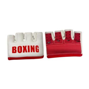 Imagem de menolana Luvas de boxe em gel homens homens guardas de nylon sanda protetor karate esporte luvas meio dedo para treino Muay thai exercício, Branco
