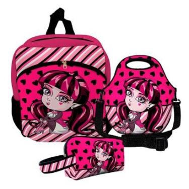 Imagem de Kit Escolar Mochila de Costas + Lancheira + Necessaire Plus – ISOPRENE – Menina Vampira-Unissex
