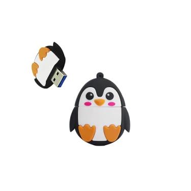 Imagem de Ecoodisk Pen drive USB 3.0 de 128 GB com desenho animado fofo pinguim cartão de memória de borracha de silicone Ainmal Pendrive