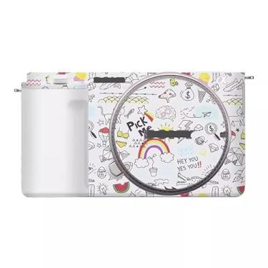 Imagem de Adesivo de capa de câmera branca para Sony ZV-E10 película protetora antiarranhões decoração protetora (branco eather + desenho animado)