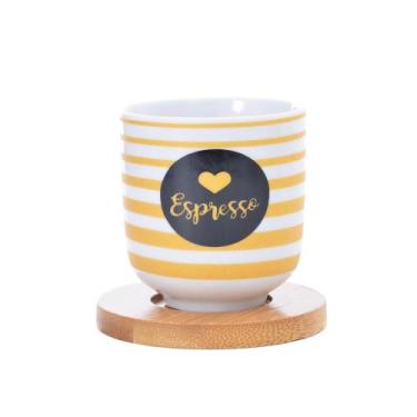 Imagem de Conjunto de Xícaras Jogo 2 Peças com Pires de Bambu 110ml - Wincy Casa