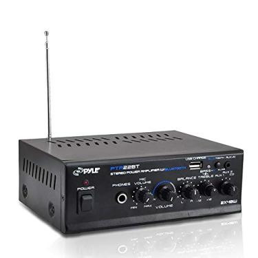 Imagem de Pyle Amplificador De Áudio Doméstico Bluetooth Mini Blue Series Receptor De Amplificador De Home Theater Compacto A Desktop Com Porta De Carregamento Usb Modos De Karaokê De Pager Mixer Entrada
