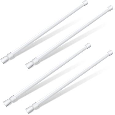 Imagem de Barra de segurança de janela com trava de porta de vidro deslizante ajustável branco bastão de segurança para porta com pontas de borracha, 3,5 cm de diâmetro, 60 a 99,37 polegadas de comprimento (4 peças)