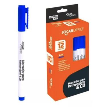 Imagem de Caneta Marcador Permanente Retroprojetor Cd Dvd 12un Azul - Leonora