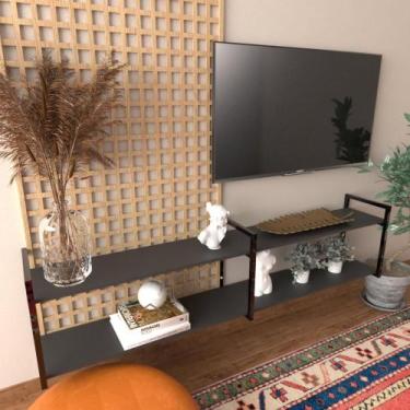 Imagem de Rack Prateleira industrial home parede hack bancada rack rak preto - E