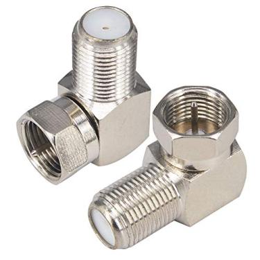 Imagem de Kaunosta Conector coaxial de 90 graus tipo F macho para fêmea conector coaxial de ângulo reto RG6 antena de TV por satélite para TV montada na parede, placa de parede, gabinete, RG6, cabo RG6, canto