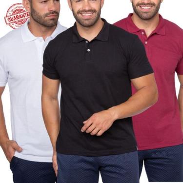 Imagem de Kit 5 Camisas Gola Polo Masculina Blusa Slim Atacado - J SILVER, Kit 3