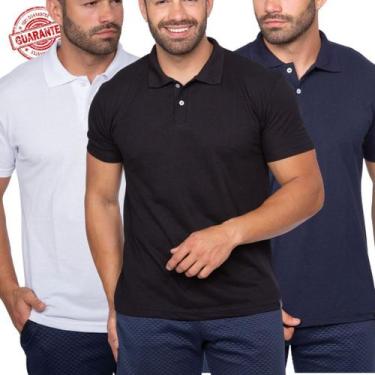 Imagem de Kit 5 Camisas Gola Polo Masculina Blusa Slim Atacado - J SILVER, Kit 3