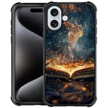 Imagem de CARLOCA Capa compatível com iPhone 16 Plus, livro de imagens, estampa de chama mágica, design moderno para meninas, à prova de choque, antiarranhões, capa traseira rígida de policarbonato para iPhone