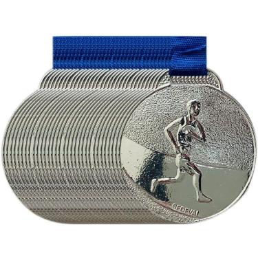 Imagem de Kit 150 Medalhas De Metal 3.5cm Corrida Run Participação Top prata