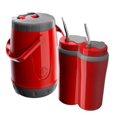 Imagem de Kit Tereré Unitermi Garrafa 2,5l + 2 Copos 650ml Bombas Inox Completo,