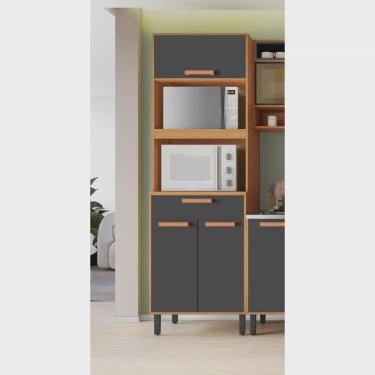 Imagem de Paneleiro Torre Quente 3 Portas 1 Gaveta 2 Nichos para Forno e Microondas Nápoles Itatiaia