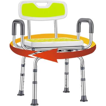 Imagem de Cadeira De Banho, Assentos De Chuveiro Ajustáveis Em Altura De 4 Posições E Bancos Com Encosto Destacável E Corrimãos Acolchoados, Assentos De Chuveiro Antiderrapante Para Idosos E Deficien