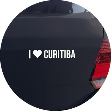 Imagem de Adesivo de Carro Eu Amo Curitiba - I Love Curitiba - Cor Branco - Melh