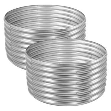 Imagem de Land Guard Kit de cama de jardim elevado galvanizado de 4 × 4 × 2 pés, 2 peças, canteiros elevados para jardim ao ar livre, canteiros de jardim elevados redondos para jardinagem de vegetais (prata)