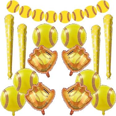Imagem de HCYIRPTBL Decoração Para Festa De Softball, 17 Guirlandas De Papel Com Faixas De Softball, Balões De Luva, Balões, Balões De Morcego Para Tema Esportivo, Decoração Para Chá De Bebê Com Revelação Do