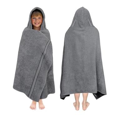 Imagem de ORIGINAL KIDS Toalha de banho com capuz - Toalha de banho ultramacia 100% algodão felpudo grande grande com capuz toalha infantil com borda - criança grande chuveiro piscina praia - macio absorvente