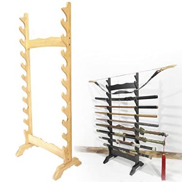 Imagem de Suporte de espada suporte para espadas de 16/24 níveis, suporte de exibição de katana de madeira de dupla face, suporte de exibição de espada samurai, suportes para katana, cabide de espadas p