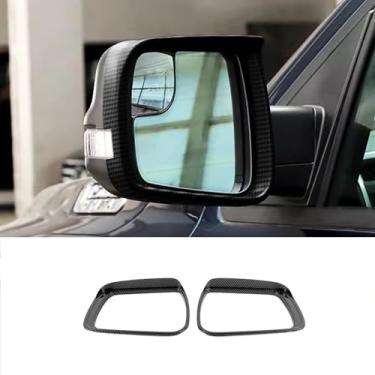 Imagem de KELEIMAI Acessórios de carro adequados para Dodge Ram 1500 2025 2024 2023 2022 2021 2020 2019 porta lateral externa espelho retrovisor protetor de chuva guarnições de moldura (fibra de carbono