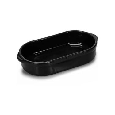 Imagem de Kit 6 Assadeira Travessa Plástico Para Porções Oval 750ml (Preto)