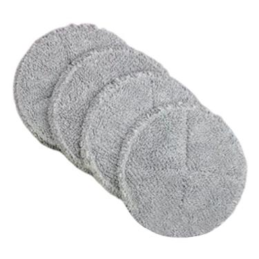 Imagem de WeiLaiKeQi 4 peças MOP rotativo MOP SUBSTITUIÇÃO MOP SUBSTITUIÇÃO DA CABEÇa, FORMA ROLONHA, LAVABILIÁRIA DA MÁQUINA, Limpeza fácil para limpeza de piso MOP PADS, Cinza