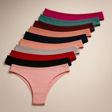 Imagem de Kit 5 Calcinhas Adulto 100 Algodão Lisas Tanga Cotton - Giungla, Lisa,