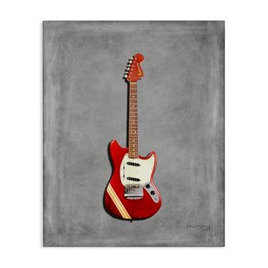 Imagem de Stupell Industries Arte de parede guitarra vermelha em tela cinza, design por Mark Rogan, 40,6 x 50,8 cm