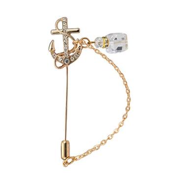 Imagem de Knightthood Ancora dourada com corrente para pendurar e lapela crachá de lapela, casaco para presente de casamento, festa, coleira, acessórios, broche para homens