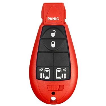 Imagem de 1 chave vermelha sem chave com 5 botões de partida remota para carro Fob M3N5WY783X, IYZ-C01C para Dodge Grand Caravan Volkswagen Routan e Town Country - CASE/SHELL APENAS (sem eletrônicos)