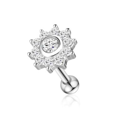 Imagem de FLORA PIERCING MINIBARBELL PRATA 925 FLOR ZIRCÔNIA 1.2X8mm