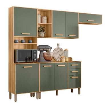 Imagem de Cozinha Compacta com Balcão Maria Flor 8 Portas e 2 Gavetas - Loja Doc