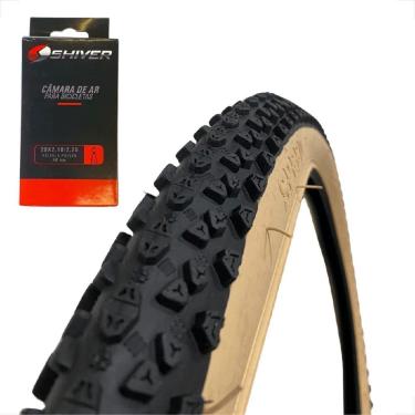 Imagem de Pneu Bicicleta Mtb Shiver Banda Creme Aro 29 X 2.10 Tipo Scorpion + Camara de ar bico fino