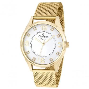 Imagem de Relógio Champion Feminino Prata Dourado Esteira Cn25814m