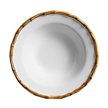 Imagem de Prato Fundo de Cerâmica Branco Borda de Bambu Grossa Flat Scalla 22cm