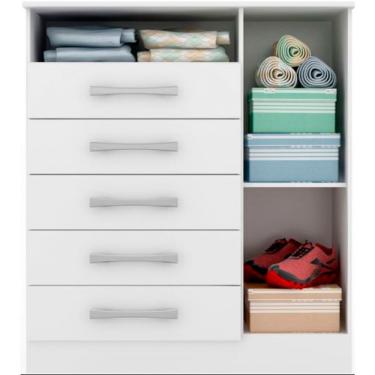 Imagem de Cômoda Madri 1 Porta 5 Gavetas Em Mdf Acp Móveis Branco