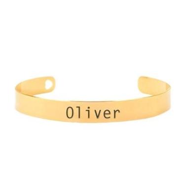 Imagem de Bracelete Personalizado Gravação Nome Oliver Banhado Ouro 18K - 999003212-Feminino