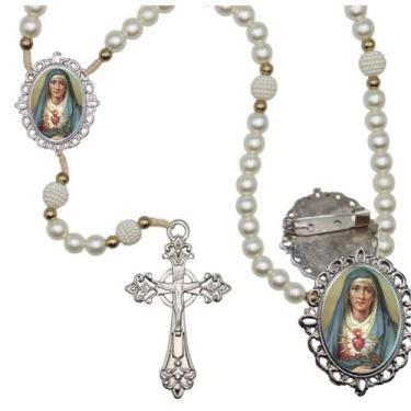 Imagem de Terço Luxo com Broche Nossa senhora das Dores Especial Resinado Oraçõe