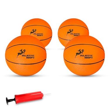 Imagem de Majestic Hoops Mini bolas de basquete – Pacote com 4 mini bolas de basquete de 12,7 cm com bomba – Bolas de substituição para aros de porta – Ideal para brincadeiras internas para crianças