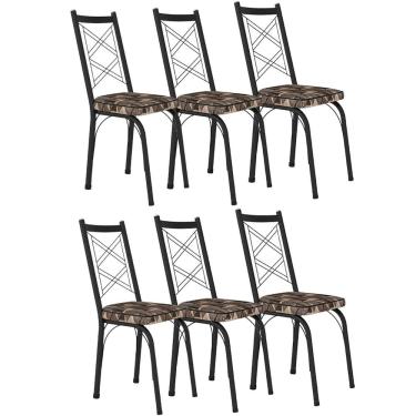 Imagem de Kit 6 Cadeiras Aço Carbono Tubular Metálica Acabamento Fosco D-28 Julia