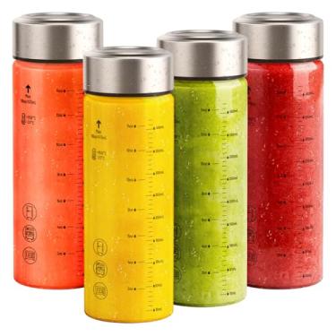 Imagem de Sursip Garrafas de suco de vidro com tampas – Garrafas reutilizáveis de boca larga para sucos, vitaminas, água – livre de BPA, à prova de vazamento, vidro borossilicato, tampas de aço inoxidável