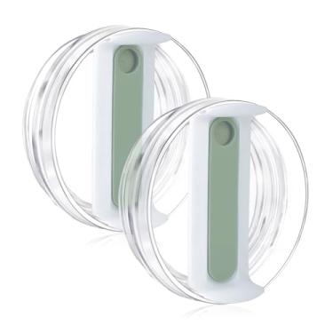 Imagem de Tampa de copo de 1,134 g para Stanley, à prova de derramamento, resistente a respingos, capa de substituição para acessório Stanley Cup (pacote com 2) (verde claro, 1,134 g)