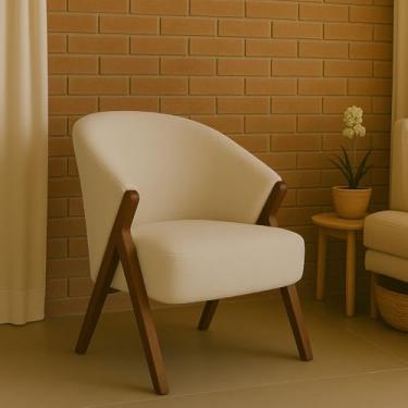 Imagem de Poltrona Ibiza Luxuosa Tecido Boucle Bucle Off White Sala Estar Recepção