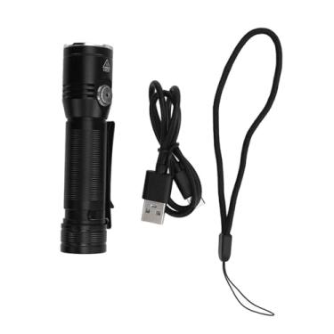 Imagem de Lanterna de acampamento LED Profissional de alto brilho 2050lm USB Luz de flash de bolso portátil USB para acampamento de emergência liga de alumínio externo 4.37x1.06x1.06in