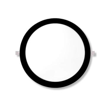 Imagem de 5 Painel Plafon Embutir Led 25w Redondo Bivolt Preto 30cm (Branco Quente)