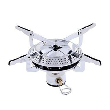 Imagem de Queimador dobrável portátil, fogão ao ar livre, queimador dobrável, mini forno de acampamento, conjunto de utensílios de cozinha para piquenique, prata