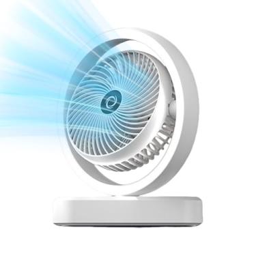 Imagem de Ventoinha Pessoal de Mesa - Ventilador Pessoal Com Luz Ambiente - Arrefecedor De Ar Silencioso 3 Velocidades, Oscilante A Bateria, Luz De Maquilhagem Para Interior, Quarto, Campismo E Viagem