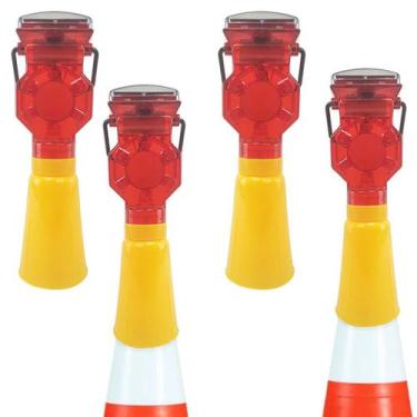 Imagem de Sinalizador Solar Viario Cone Sinalizaçao Kit 4 Uni Rua Estrada Rodovi